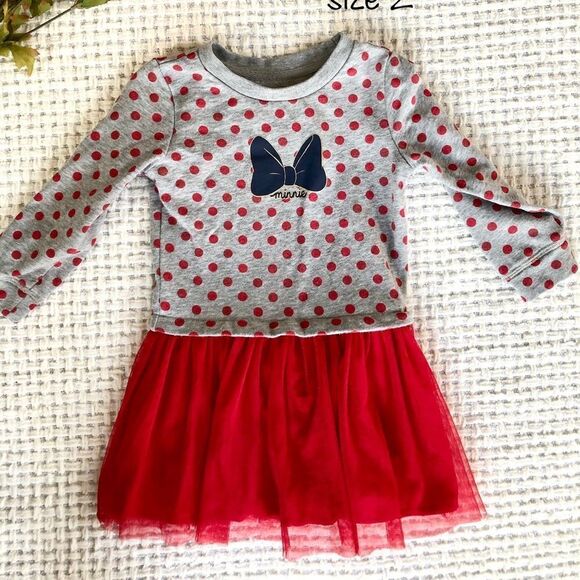 𝅺mini Mouse GAP DIsney Red and Grey Tutu Dress Size 2 - Picture 1 of 1